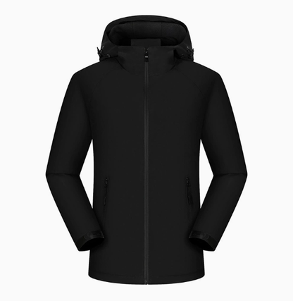 Winter Hooded Outdoor Jacket with Fleece Lining – Windproof Hiking Coat
