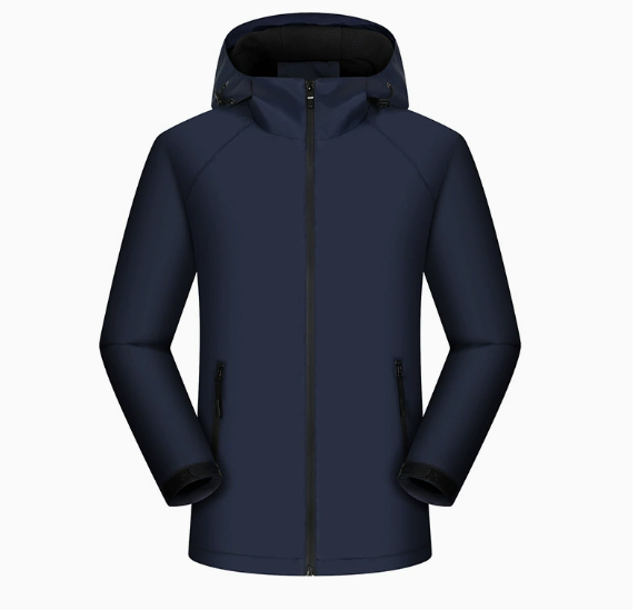 Winter Hooded Outdoor Jacket with Fleece Lining – Windproof Hiking Coat