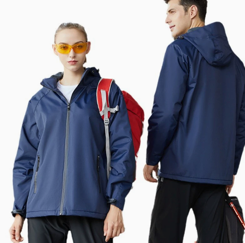 Winter Hooded Outdoor Jacket with Fleece Lining – Windproof Hiking Coat