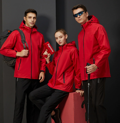 Winter Hooded Outdoor Jacket with Fleece Lining – Windproof Hiking Coat