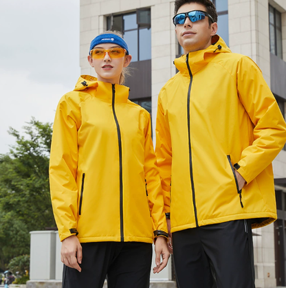 Winter Hooded Outdoor Jacket with Fleece Lining – Windproof Hiking Coat