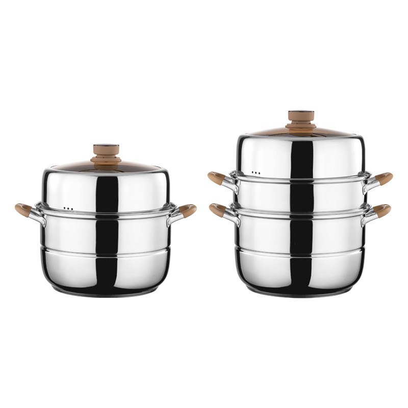 304 Stainless Steel Double-Layer Steamer with Timer – Multi-Tier Cooking Pot