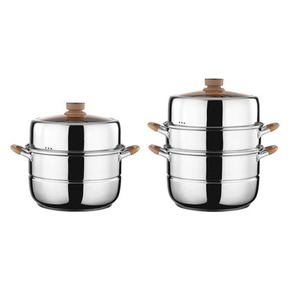 304 Stainless Steel Double-Layer Steamer with Timer – Multi-Tier Cooking Pot
