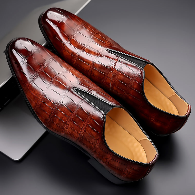Stone pattern men's casual leather shoes