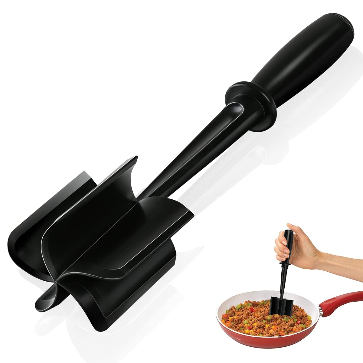 Meat Slicer, Burger Chopper Utensil, Professional Heat Resistant Nylon, Masher and Grinder - Non-Stick Mixer Chopper for Kitchen Tools
