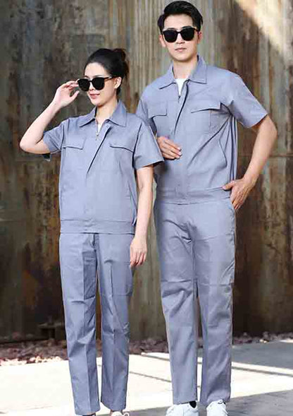 Men’s Summer Short Sleeve Workwear Set – Breathable Two-Piece Utility Uniform