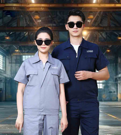 Men’s Summer Short Sleeve Workwear Set – Breathable Two-Piece Utility Uniform