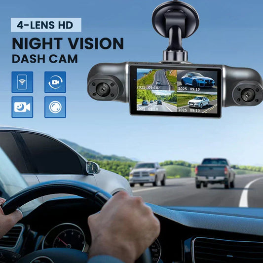 Protect Yourself with Video Evidence  4-Lens Dash Cam with Front, Rear & Side Coverage